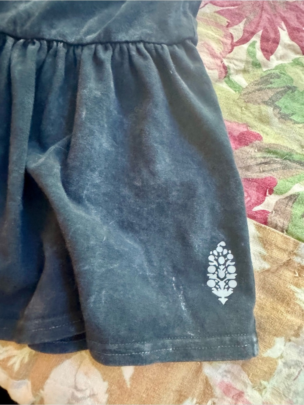 Washed Black Button-Front Ruffle-Hem Women's romper - Picture 6 of 8